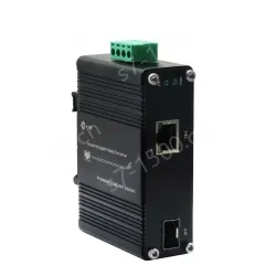 Mini Industrial Media Converter Gigabit Fiber to RJ45 12-48VDC, DIN-Rail Mount, -40&deg;C to 75&deg;C